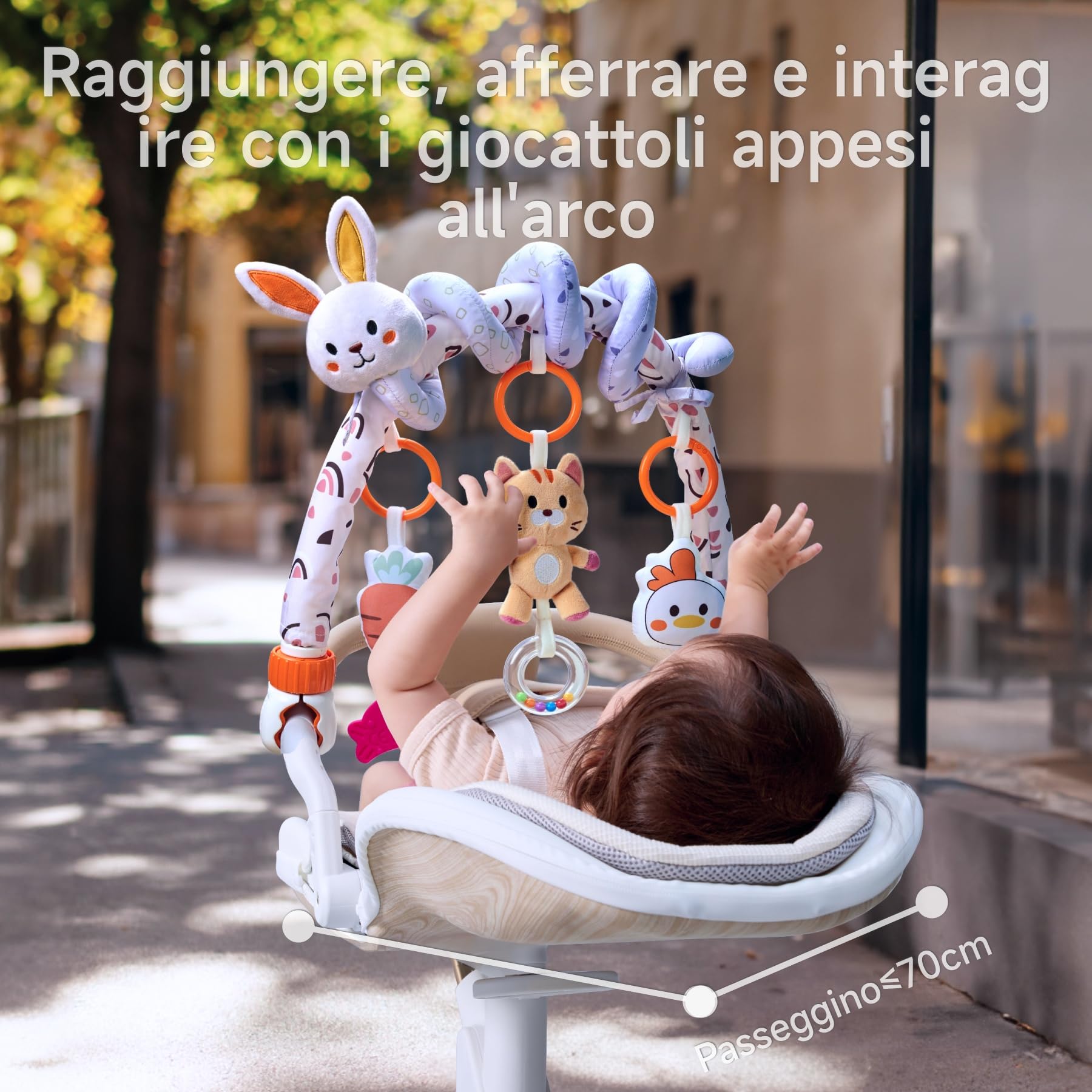 TUMAMA Kids Arco Giocattolo da Gioco per Passeggino 2 in 1 con Giocattolo a Spirale Staccabile Giocattoli Appesi per Neonati 3 6 9 Mesi