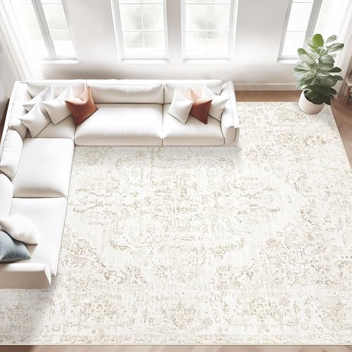 MXSANYOO 8x10 Vintage Floral Distressed Rug (Beige)