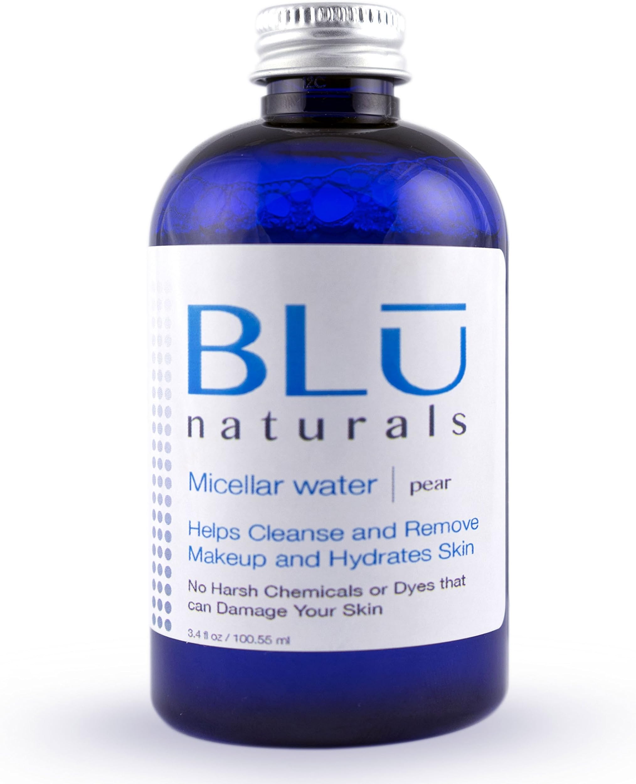 Blu Naturals Micellar Cleansing Water All-In-1 Cleanser and Makeup Remover - Pear 3.4 oz.