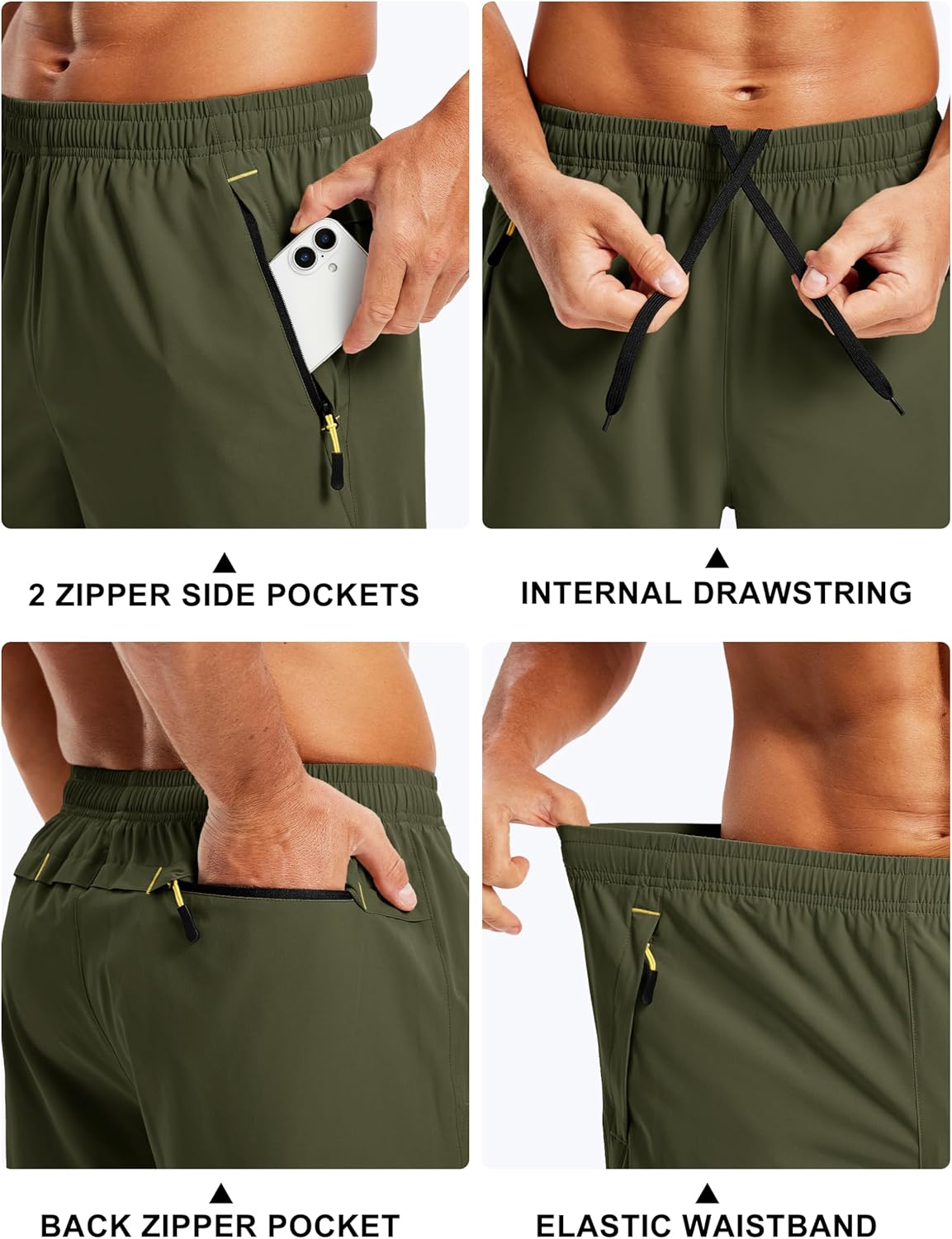 TACVASEN Men's Running Athletic Shorts 9" Quick Dry Workout Gym Shorts Lightweight Summer Shorts 3 Zipper Pockets - Image 4