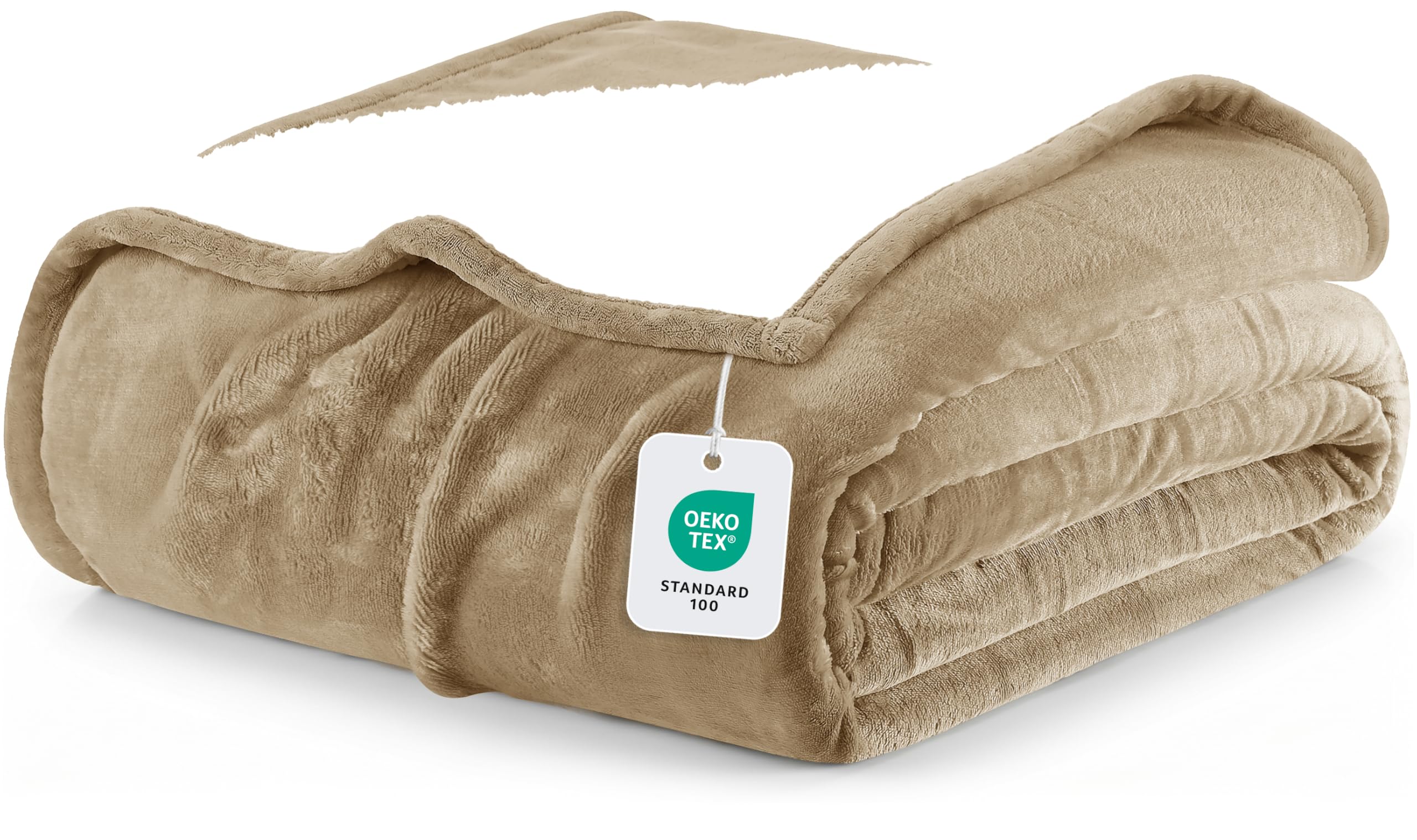 Utopia Bedding Reversible Plush Sherpa Blanket Queen Size Camel, 90x90 Inch | Soft, Warm, Fleece, Bed, Sofa, Couch, Camping, Travel, Cozy, All Season OEKO-TEX STANDARD 100
