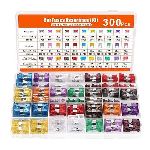 300 Piece Car Mini Fuses Assortment Kit, Automotive Fuses Assortment