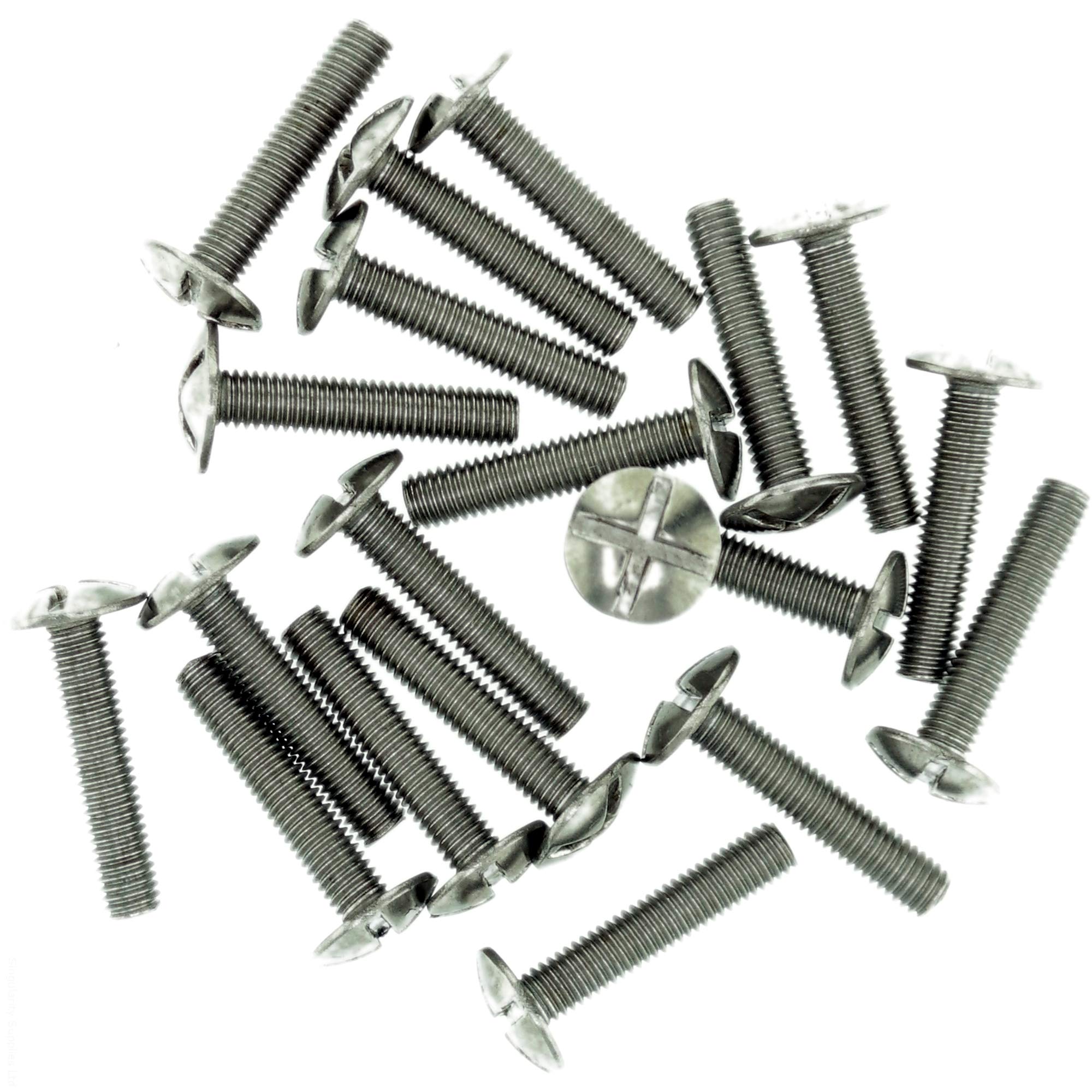 Singularity Supplies M4 (4Mm X 25Mm) Slot Mushroom Machine Screw (Bolt) (Crossed) - Stainless Steel (A2) (Pack Of 20)