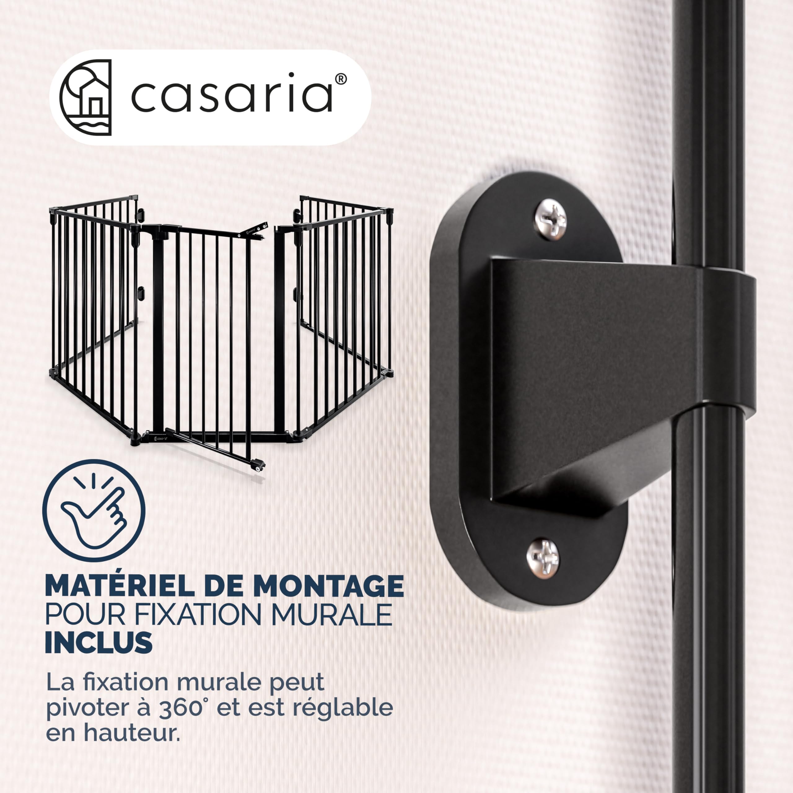 CASARIA® Barrière de sécurité 5 Panneaux modulables Grille de Protection cheminée Parc bébé Cloture Chiens sans perçage et réglable