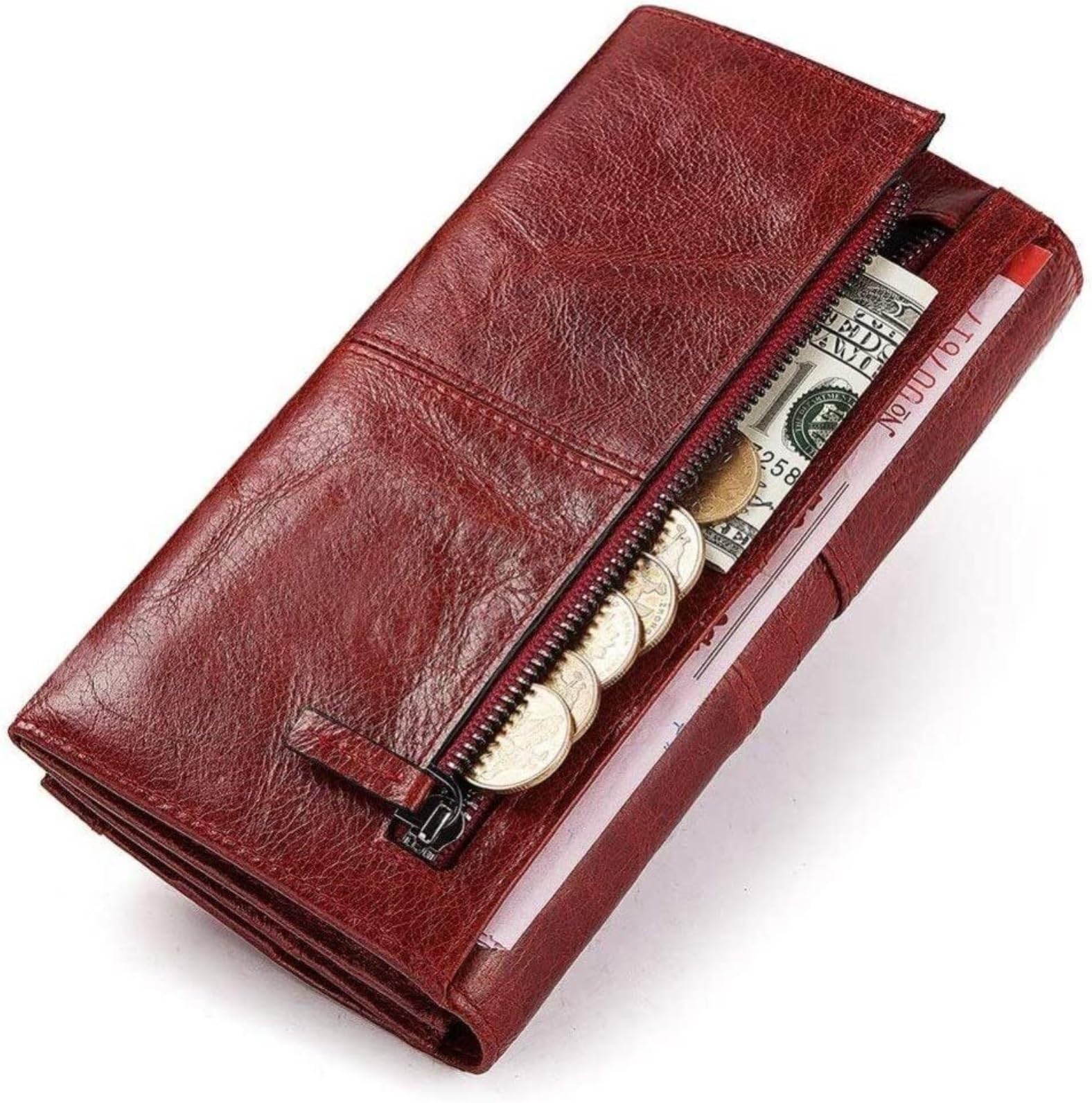 Funzione Di Contenimento Portafoglio Da Donna In Pelle Con Chiusura Magnetica Fibbia Di Grande Capacità Pochette Per Porta Carte Per Viaggio Uso Quotidiano(Blue)