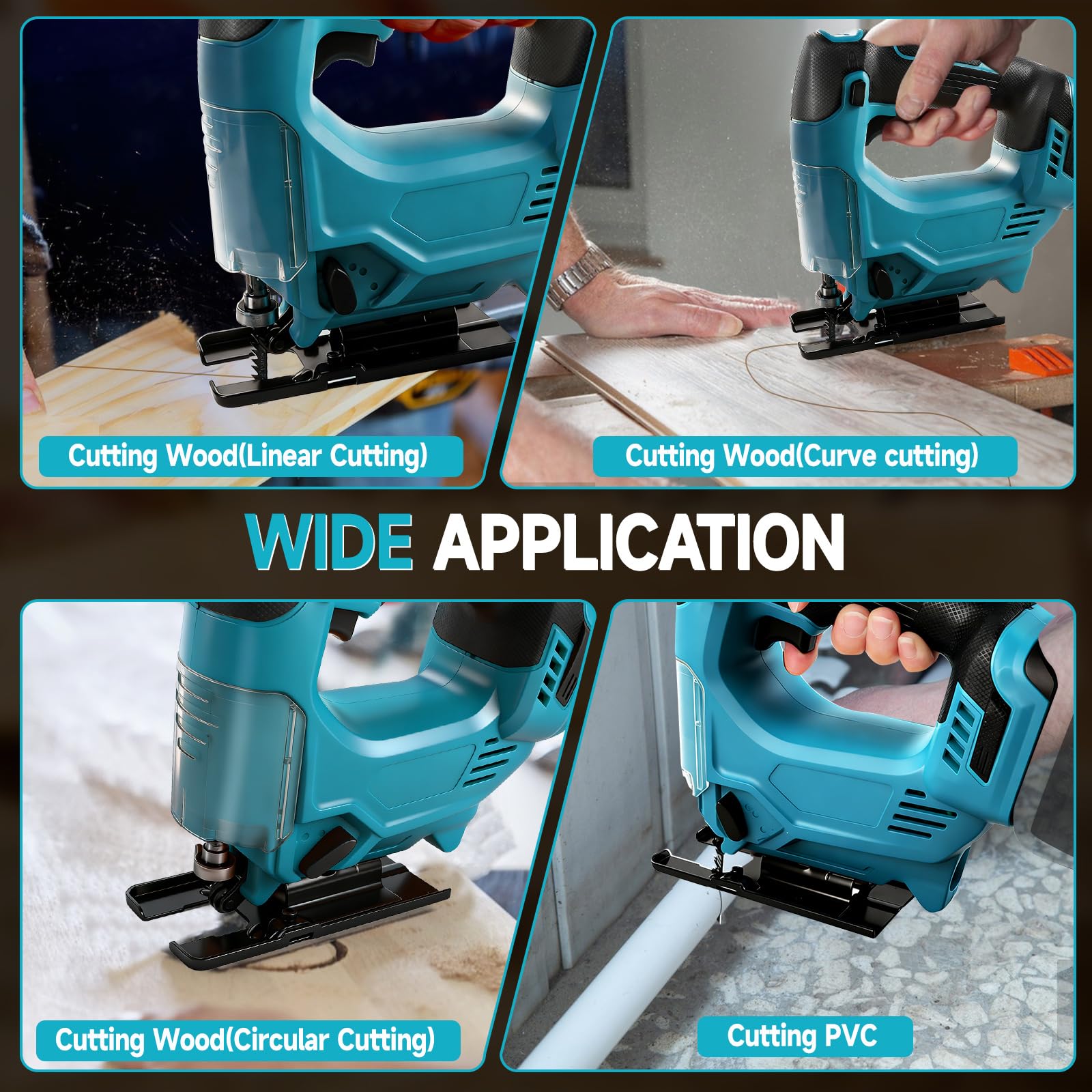 Sega alternativa senza fili compatibile con Makita 18V 420W 3500 giri/min, seghetto alternativo senza spazzole, strumento di separazione, tagli smussati a 45° con 6 lame per taglio circolare dritto
