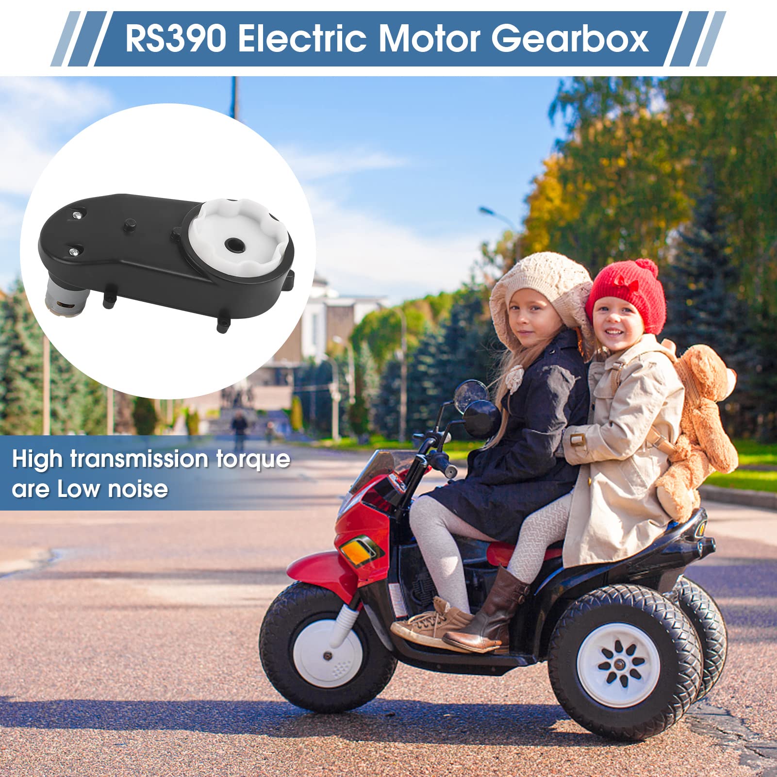 12V 16000Rpm Boîte de Vitesse de Moteur Électrique, Boîte de Vitesse de Voiture d'enfant, boîte de Vitesse de Moteur électrique RS390 pour des Voitures d'enfants(Noir)