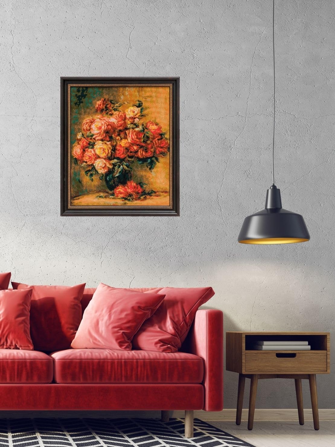 RIOLIS - Bouquet di Rose da un dipinto di Pierre-Auguste Renoir 1402, Punto croce 40x48cm, Punto croce kit da ricamare, Disegni da ricamare, Embroidery kit, Kit ricamo punto croce