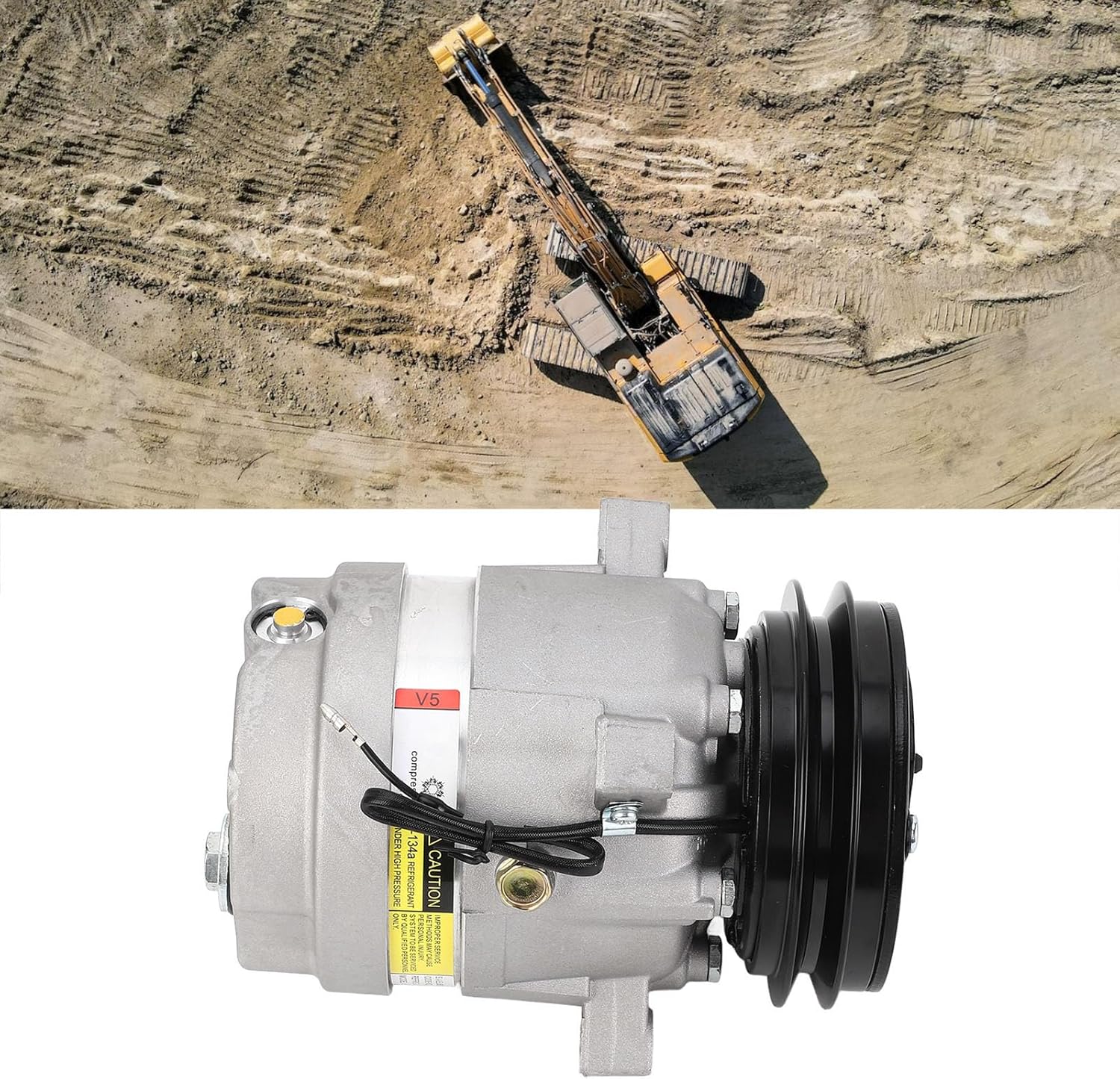Excavator Air Conditioning Compressor,Air Conditioning AC Compressor 700651 Alloy Steel AC Compressor Replacement Fits for DH55 DH60 12V
