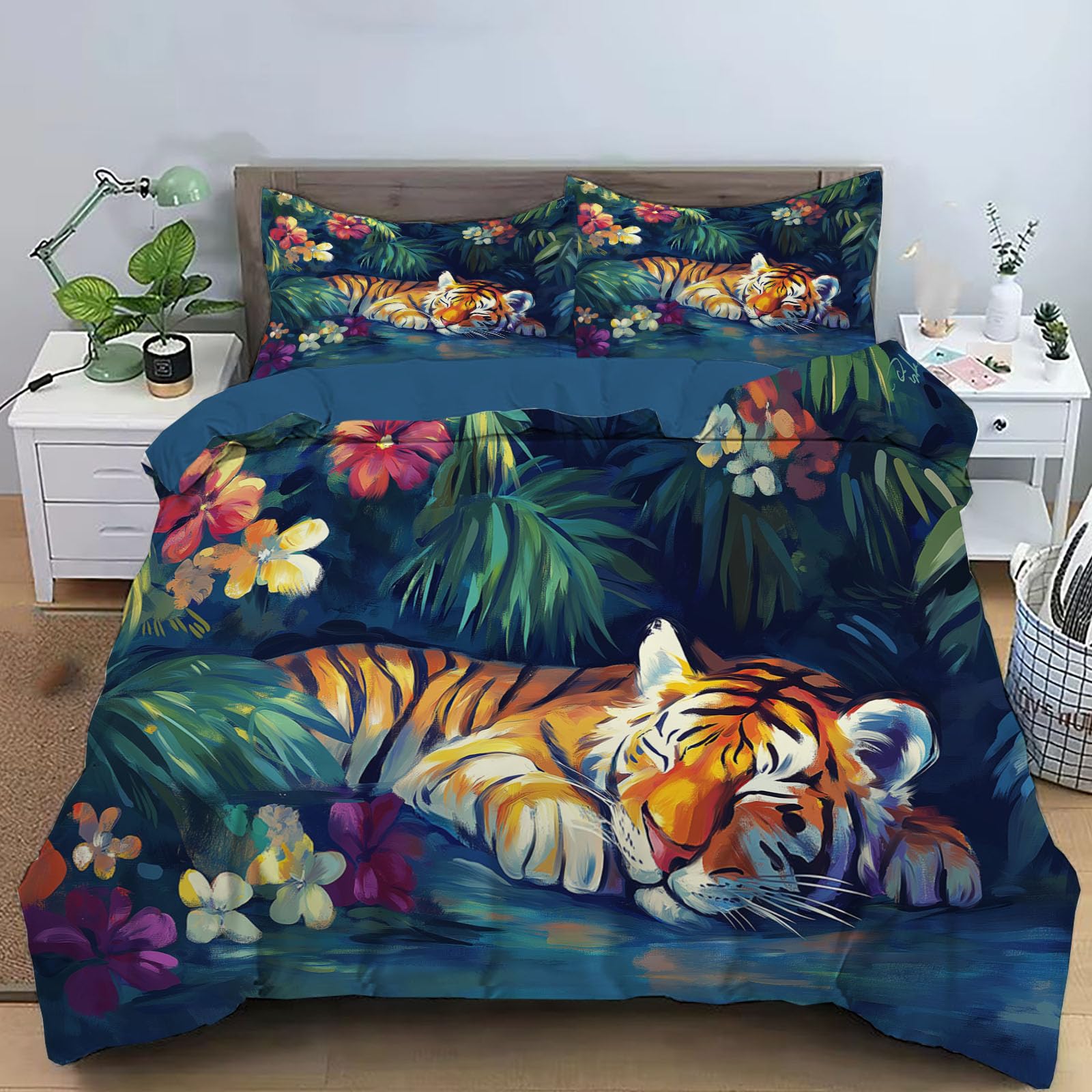 Housse de couette tigre avec fermeture éclair pour dire adieu aux draps qui glissent