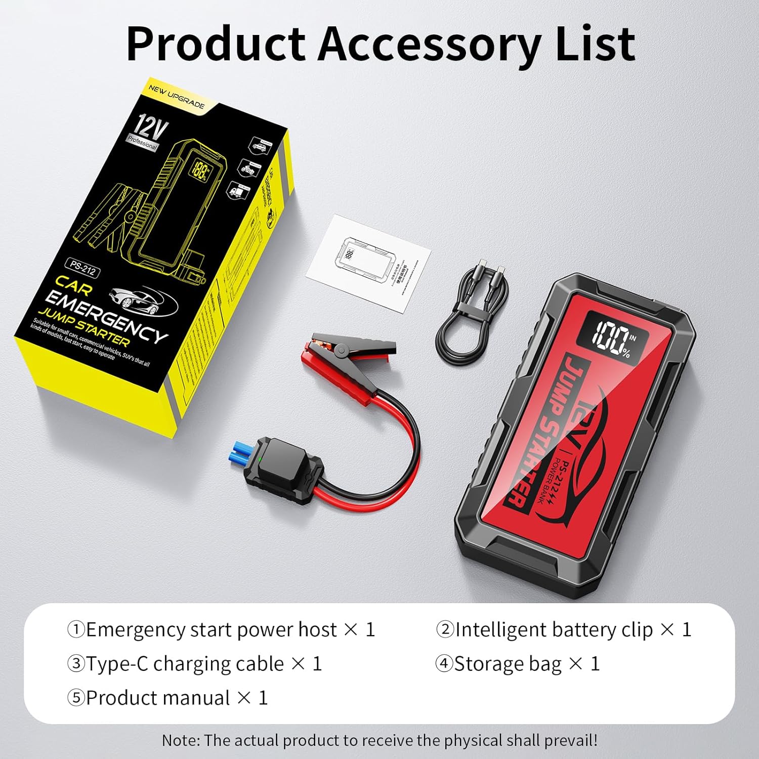 8000A Car Jump Starter, 12V Jump Starter Battery Pack (All Gas,up to 10.0L Diesel Engine) Jumper Cables Portable Lithium Jump Box, USB Output and LED Light - Image 7