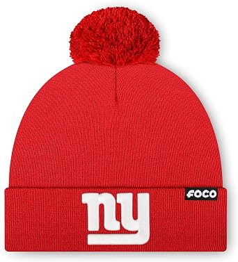 FOCO Unisex NFL Team Logo Basic Pom Beanie Hat