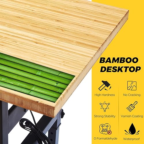 Miniatura 8 de Banco de trabajo, banco de trabajo con cajón, toma de corriente, ruedas, mesa de trabajo ajustable resistente de 59 x 23.6 pulgadas para garaje,