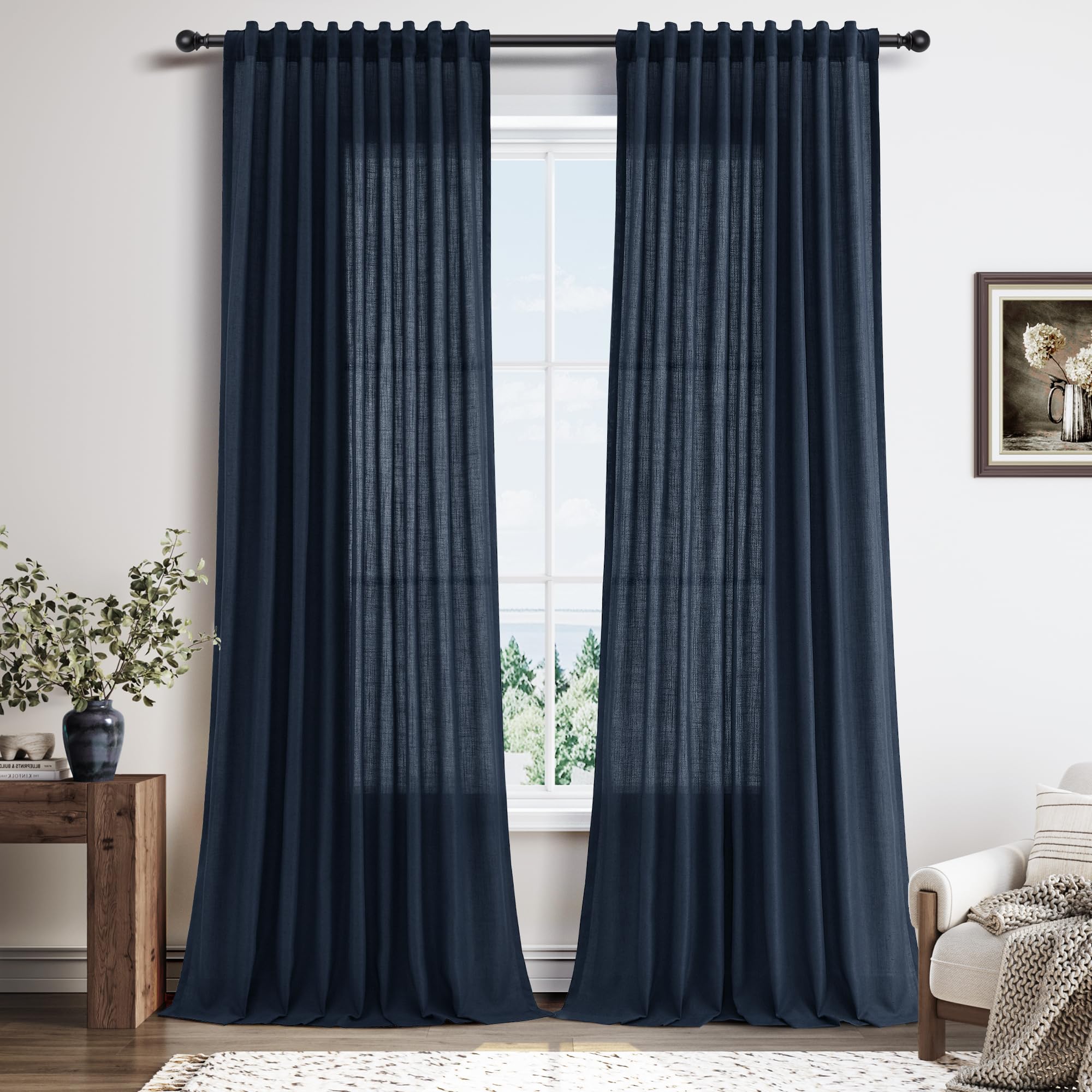 Amazon.com: Nanspring Extra Long Linen Curtains 102 Inches for