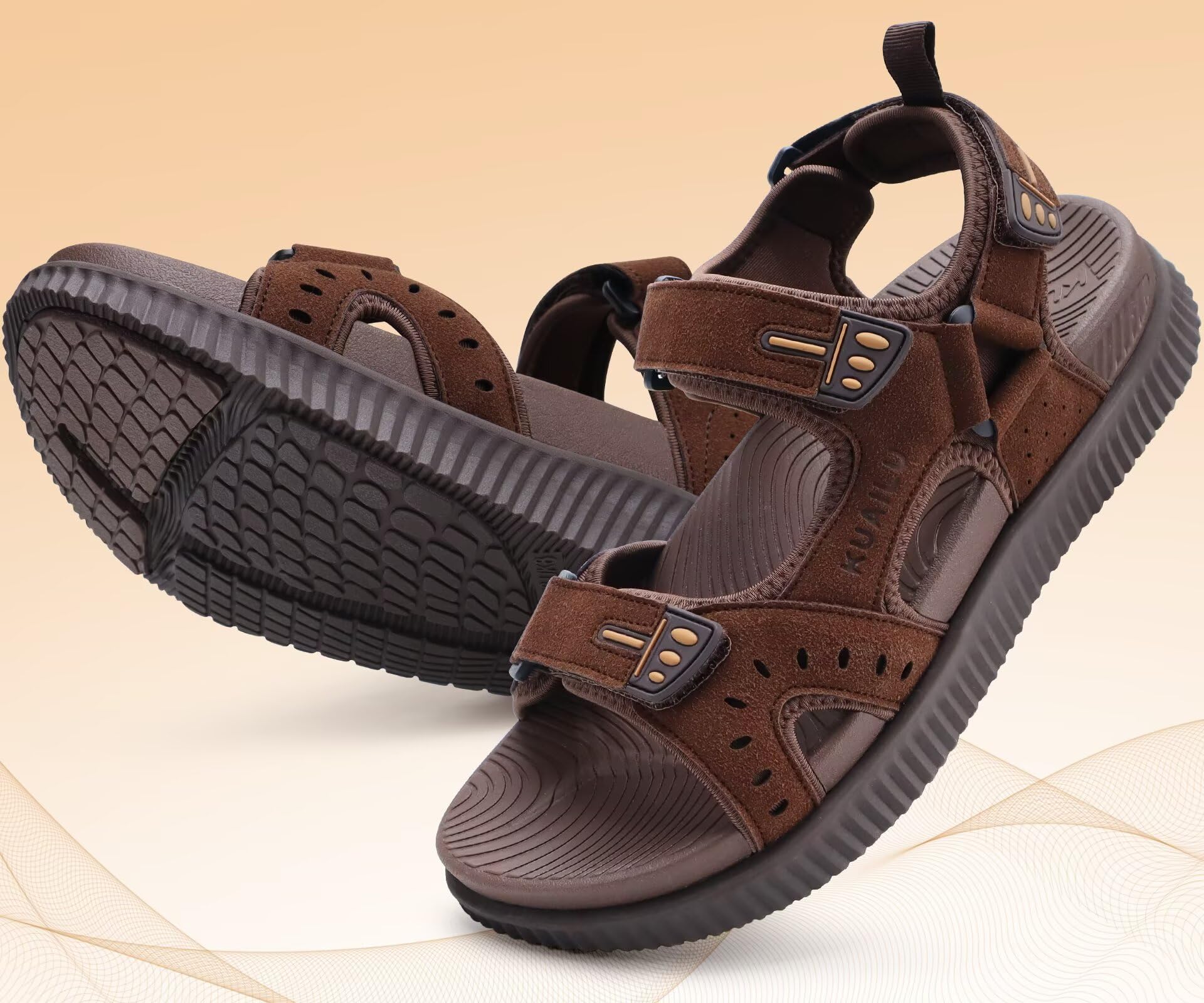 KuaiLu Sandales de Randonnée Hommes Confortable Orthopédique Récupération Trekking Sandals avec Soutien de Voûte Plantaire Extérieur Été Casual Plage Épais Coussin Sport Chaussures