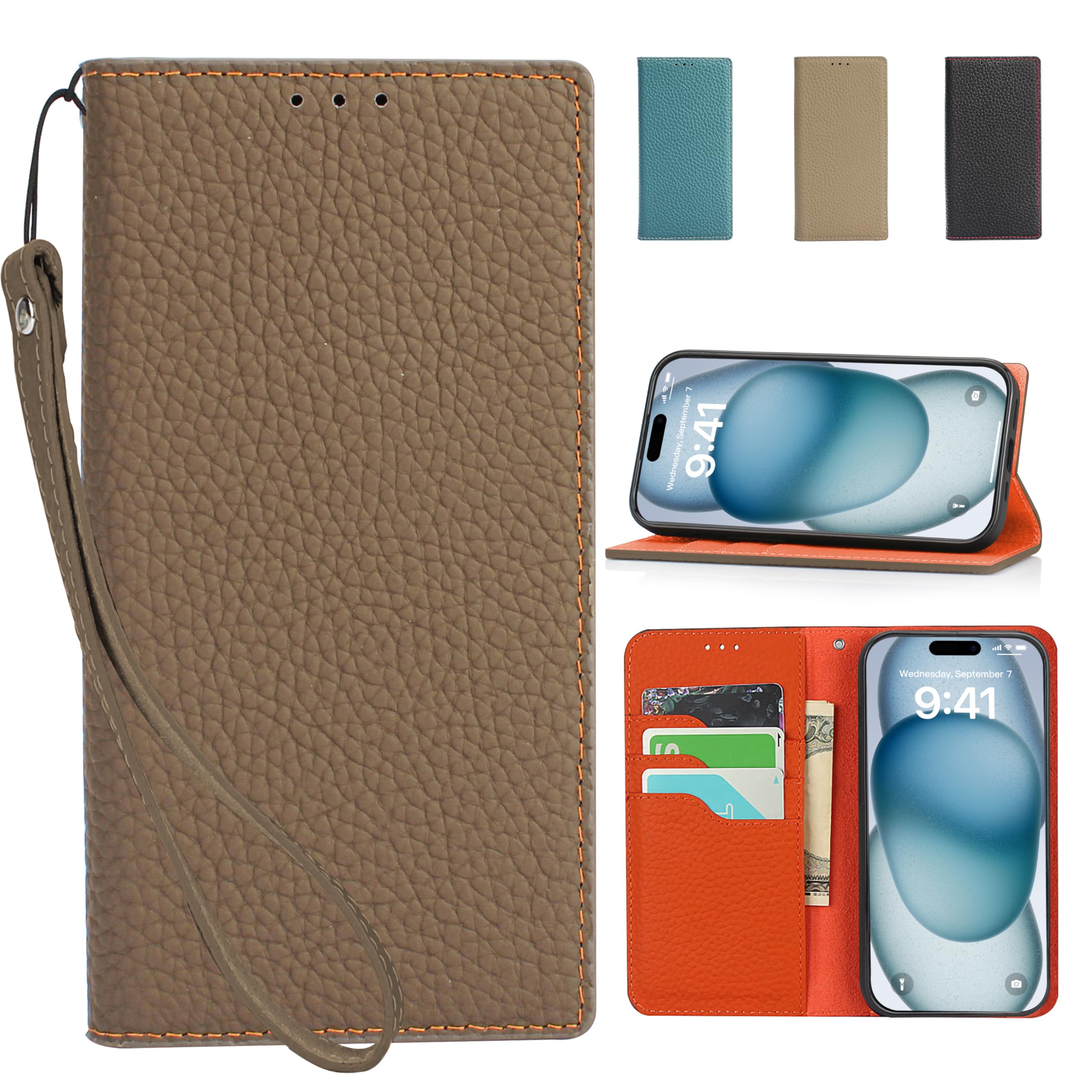 iPhone13 ケース　本革 Amazon.co.jp: CLICSUN iPhone13 対応ケース 高級牛本革ケース