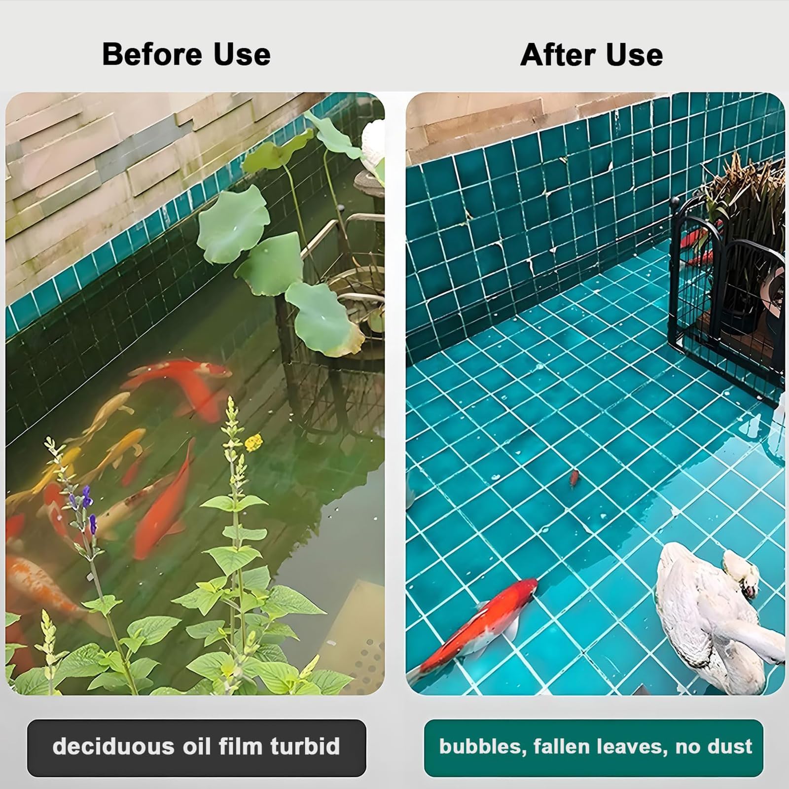 Skimmer flotante para estanques, limpiador automático de superficies con cesta de hojas y aireador para estanques de peces de jardín y piscinas de hasta 15 m³, 43 W de succión de agua