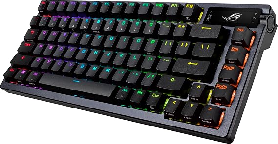 ASUS ROG Azoth Wireless Mechanical Gaming Keyboard 75% TKL, Tri-Mode Connectivity, Hot Swappable Pre-lubed ROG NX Snow Linear Switches, PBT Keycaps, RGB, OLED Display, PC/Mac Support - Black