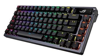 ASUS ROG Azoth Wireless Mechanical Gaming Keyboard 75% TKL, Tri-Mode Connectivity, Hot Swappable Pre-lubed ROG NX Storm Clicky Switches, PBT Keycaps, RGB, OLED Display, PC/Mac Support - Black
