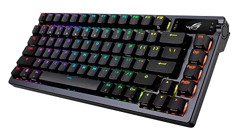 ASUS ROG Azoth Wireless Mechanical Gaming Keyboard 75% TKL, Tri-Mode Connectivity, Hot Swappable Pre-lubed ROG NX Storm Clicky Switches, PBT Keycaps, RGB, OLED Display, PC/Mac Support - Black