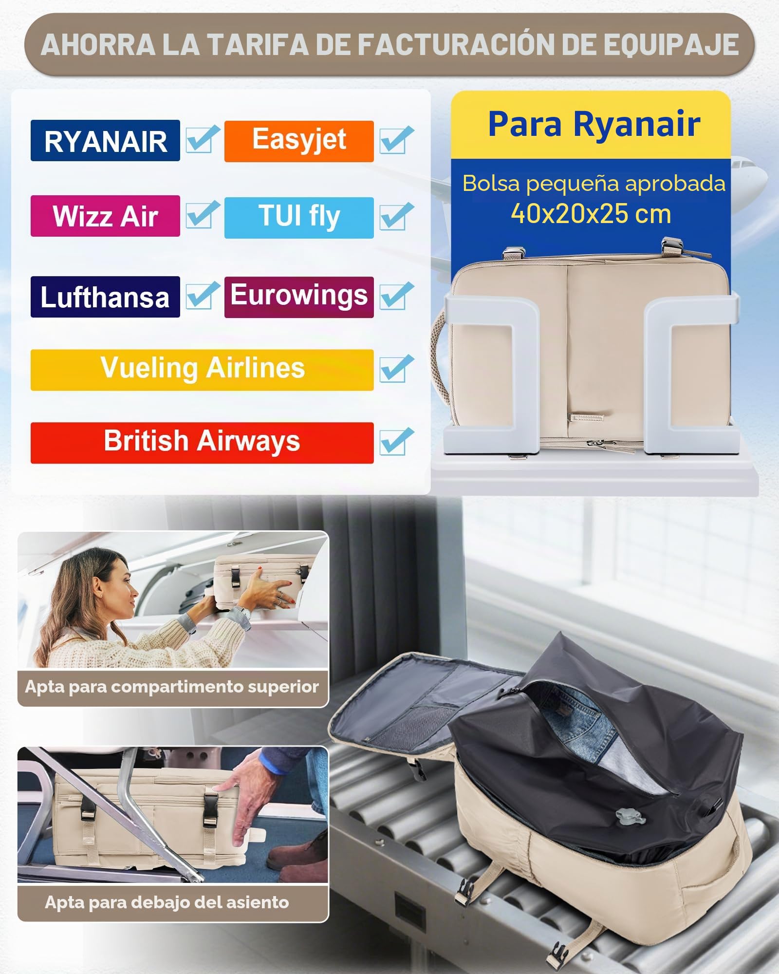 SZLX Mochila De Vacío Equipaje De Mano Mujeres, Mochila Airbag Con Sistema De Vacío Para Viajes, Ryanair Mochila De Viaje Tamaño Cabina Con Bomba Impermeable Maleta De Vacío Para Hombres