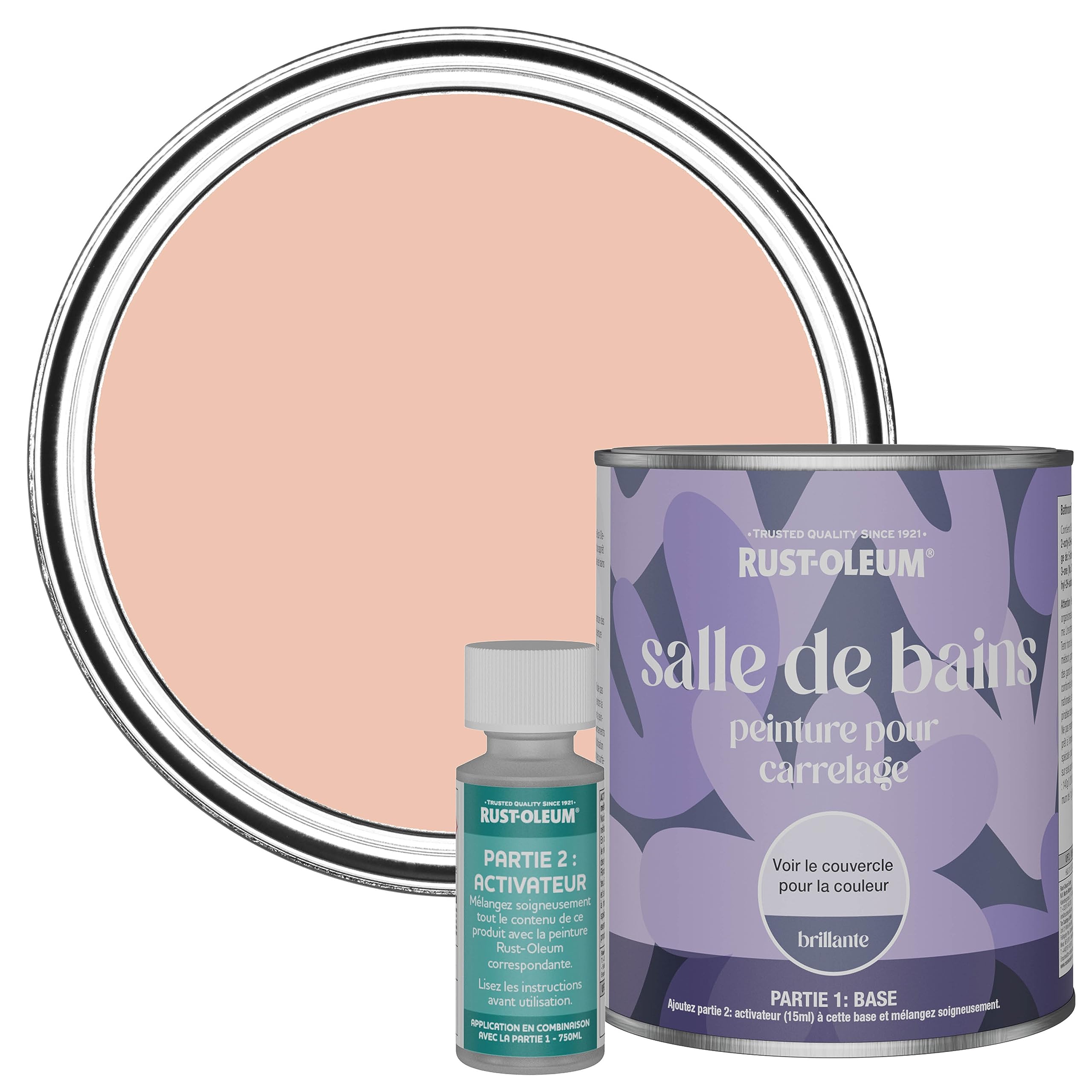 Rust-Oleum Peinture Orange Résistante à l'eau pour Carrelage de Salle de Bain, Finition Brillante - Coraille 750ml