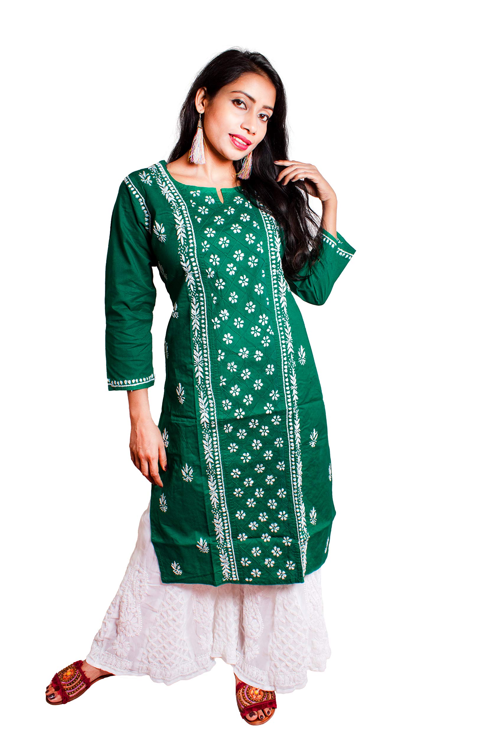 Riks CoutureWomen's Cotton Chikankari Center Panel Kurti