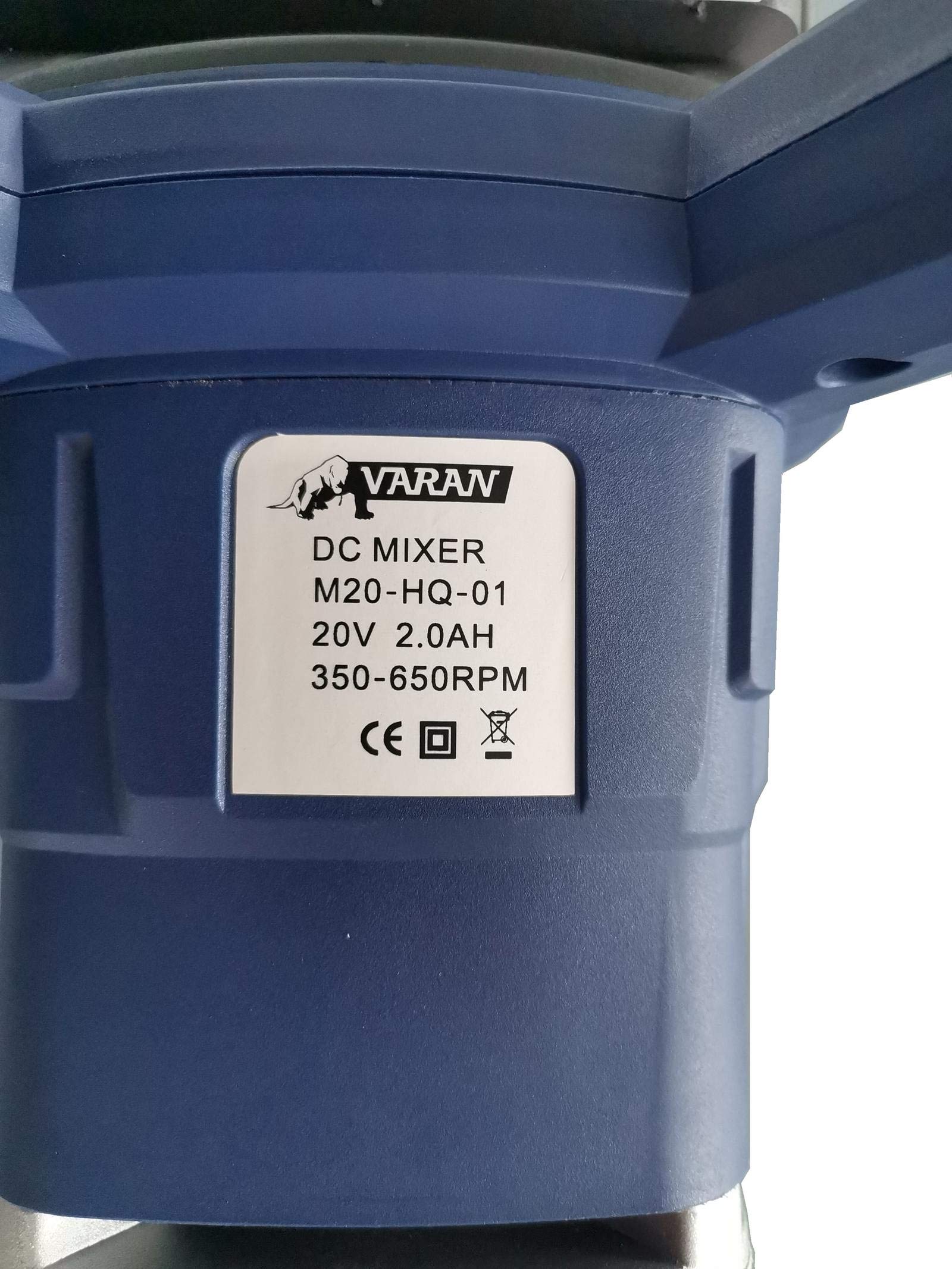 Varan Motors - M20-HQ-01 20 V 2 Ah mixer + caricatore, miscelatore per intonaco, cemento, malta, colla, gesso, intonaco... mixer a batteria