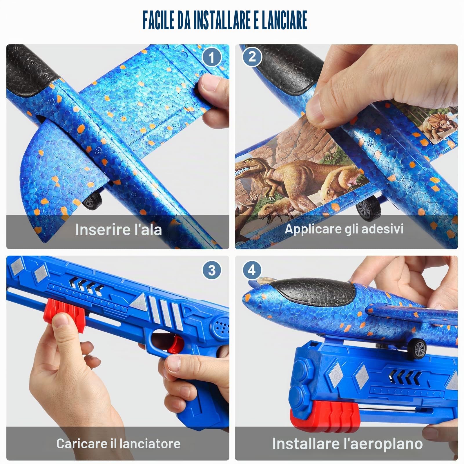 Joozmui Giocattoli Bambino 3 4 5 6 7 8 anni, Aereo Giocattolo Giochi Bambino 3-9 anni Regalo Bambino 3-10 anni Giochi da Esterno per Bambini Giochi Bambini 3-11 anni (3 Aereo Dino)