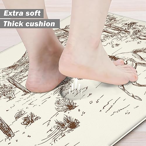 Vista 115 de weesire Alfombra de cocina verde antifatiga para el suelo de la cocina, alfombras de cocina, verde salvia, floral, hierbas, espuma viscoelástica