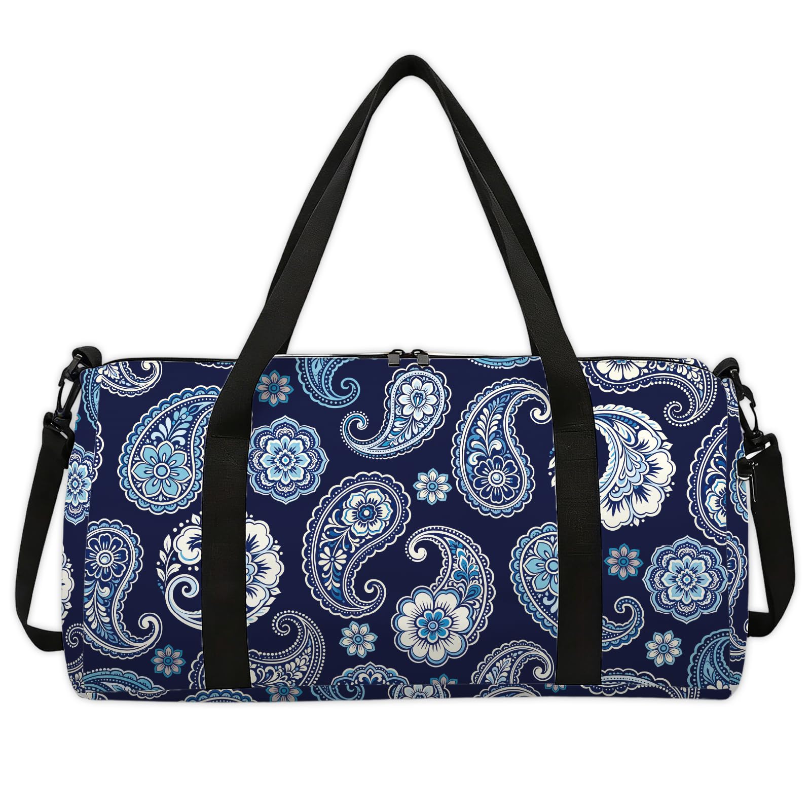 CONCHLERY Paisley Patterns Sports Gym Bag Mandala Floral Design Duffel Bags Foldable Gym Bag for Men Women Travel Workout Fitness, 17.7x7.87x9.44inches