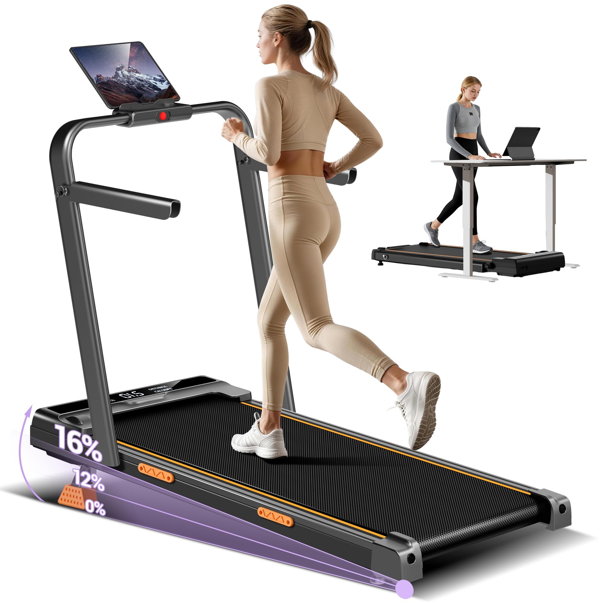LONTEK Walking Pad Klappbar mit Steigung 10KM/H