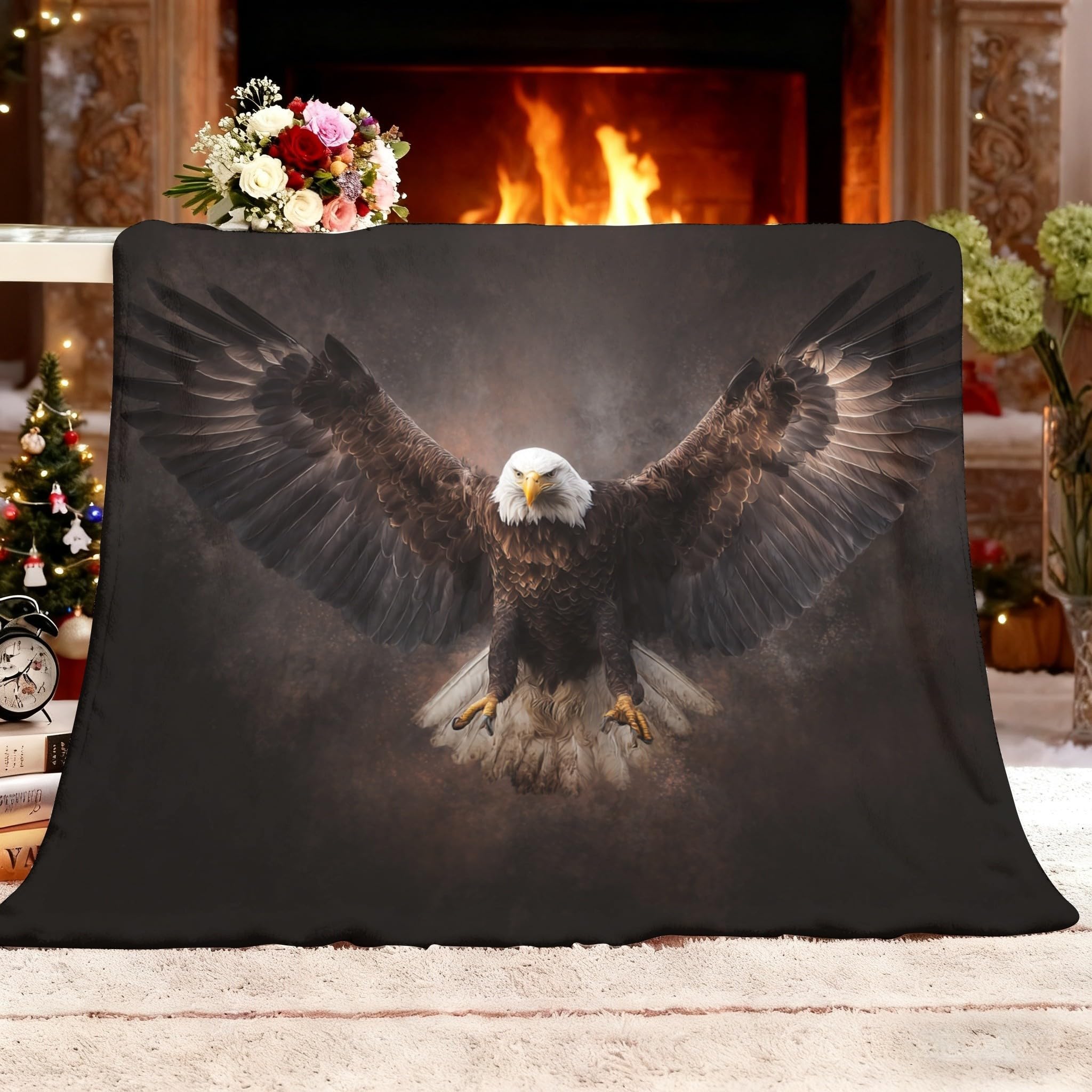 Couverture chaude de canapé imprimé aigle avec plaid polaire flanelle 150x200cm
