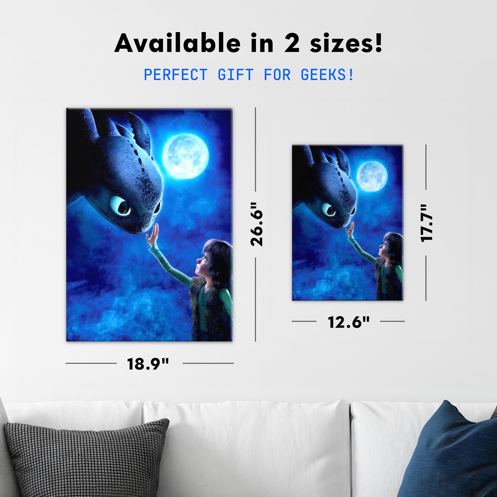 Displate Metall poster How To Train Your Dragon Meeting the Night Größe M | Bilder Wanddeko Wohnzimmer & Schlafzimmer Wandbilder, Geschenk. Wandkunst mit Magnet-Befestigung, ohne Bohren.