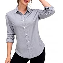Jandukar Womens Button Down Shirts Long Sleeve Collared Button Up Shirts Ladies Suit Shirt