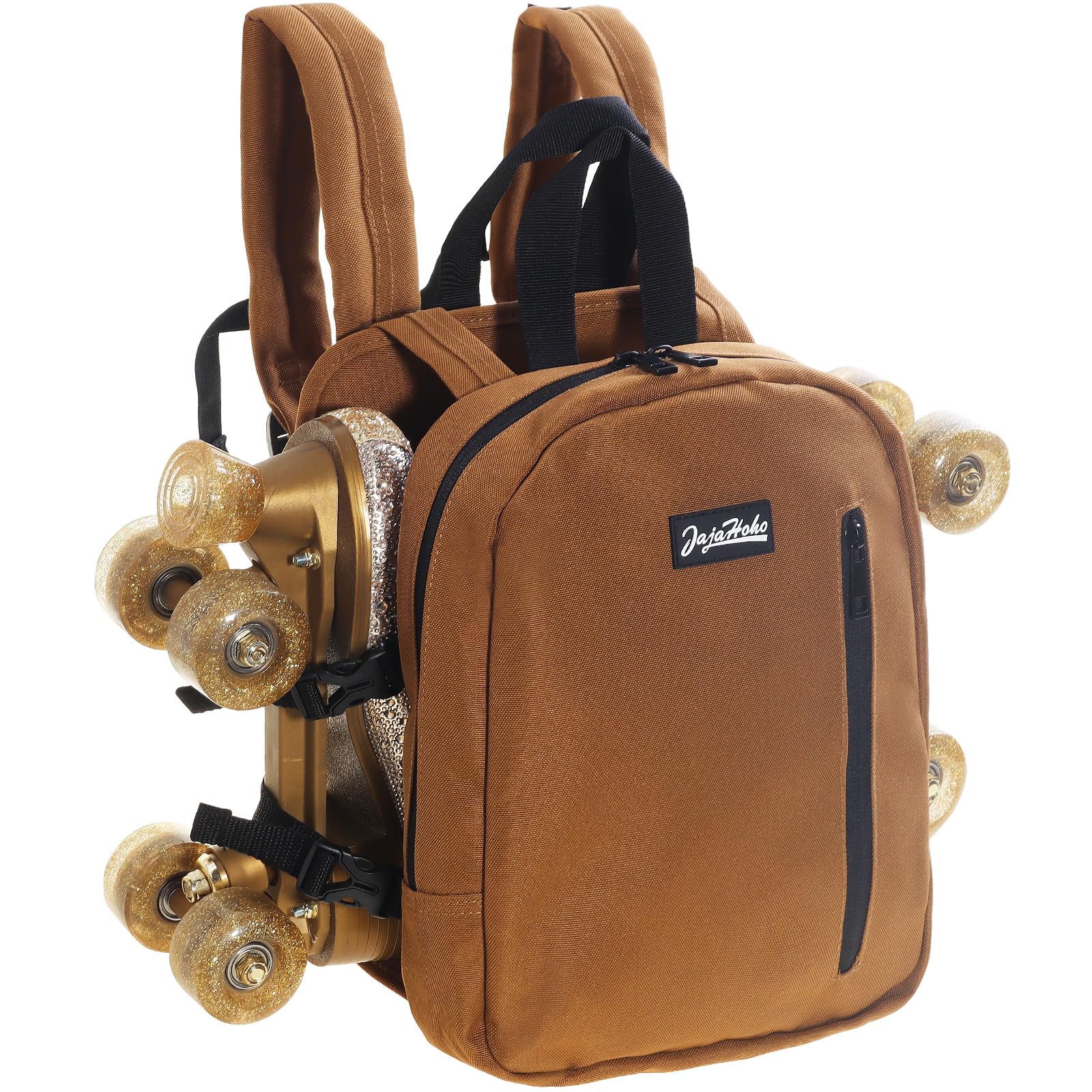 JajaHoho Roller skates bags for Women Men, Multi-functional Sports Backpack for Rollerskates, Ice skates, Inline skates, Skate Gear Storage, Durable and Stylish, 11 x 9 x 3 inches (Chestnut Brown)