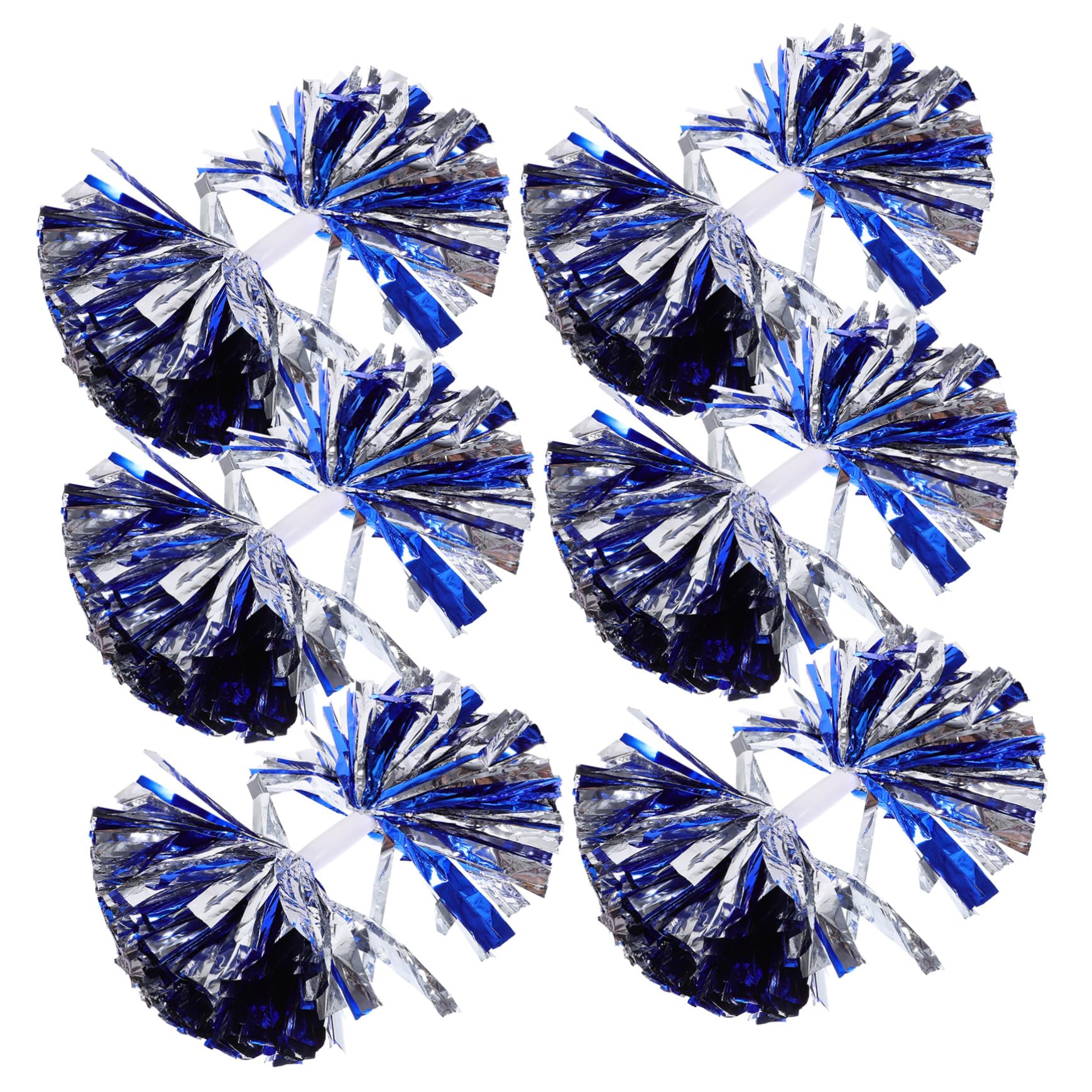 LAPYAPPE 6Pcs Cheer Pom Poms with Handle Metallic Foil Cheerleading Props for Sports Events Dance Performances and Team Spirit for Cheer Competitions and Celebrations