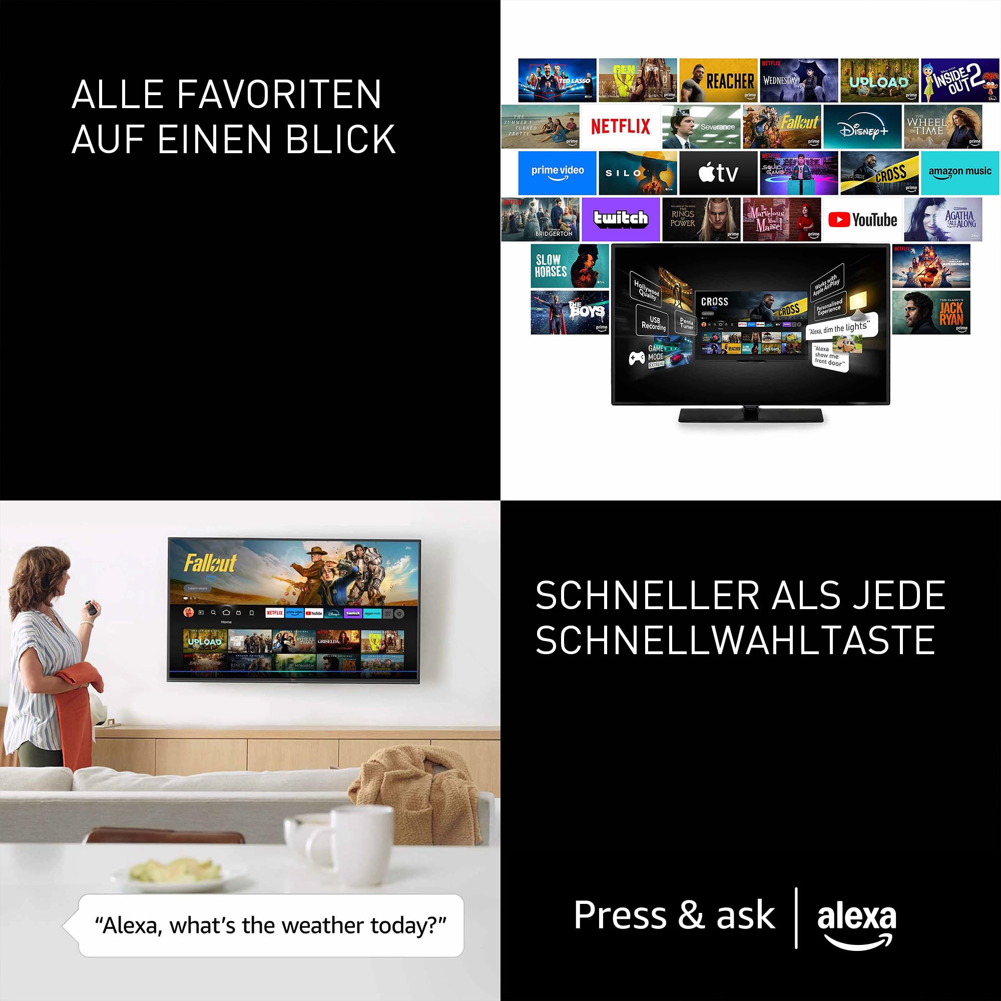 Panasonic Premium TV-55Z80BEZ, Z80B-Serie, 55 Zoll, 4K Ultra HD OLED Smart TV, 2025, Fire TV, Dolby Vision & Atmos, Game Mode Extreme, Alexa & Apple Support, Bluetooth, Schwarz