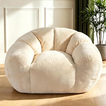 Giant Bean Bag Chair, Oversized Bean Bag Couch with Armrest,Beige