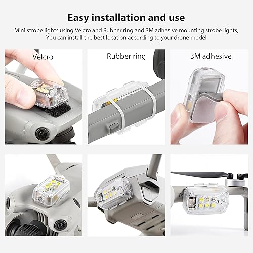 Miniatura 7 de Tomat Luces estroboscópicas para DJI Neo/Mini 4K/Mini 4 Pro/Air 3S/Avata 2/Mini 2 SE, luces de vuelo nocturno de la FAA con lámpara LED de 4 colores