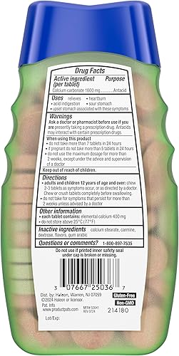 Miniatura 11 de TUMS Naturals Ultra Strength Antiácidos masticables para aliviar la acidez estomacal, cereza negra y sandía, 190 unidades