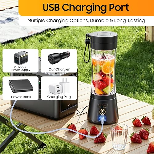 Miniatura 8 de Cordless Portable Personal Size Blender - 12 Oz Mini Blender Make Smoothies and Shakes, Cordless Lightweight Rechargeable, Freshly Squeezed in