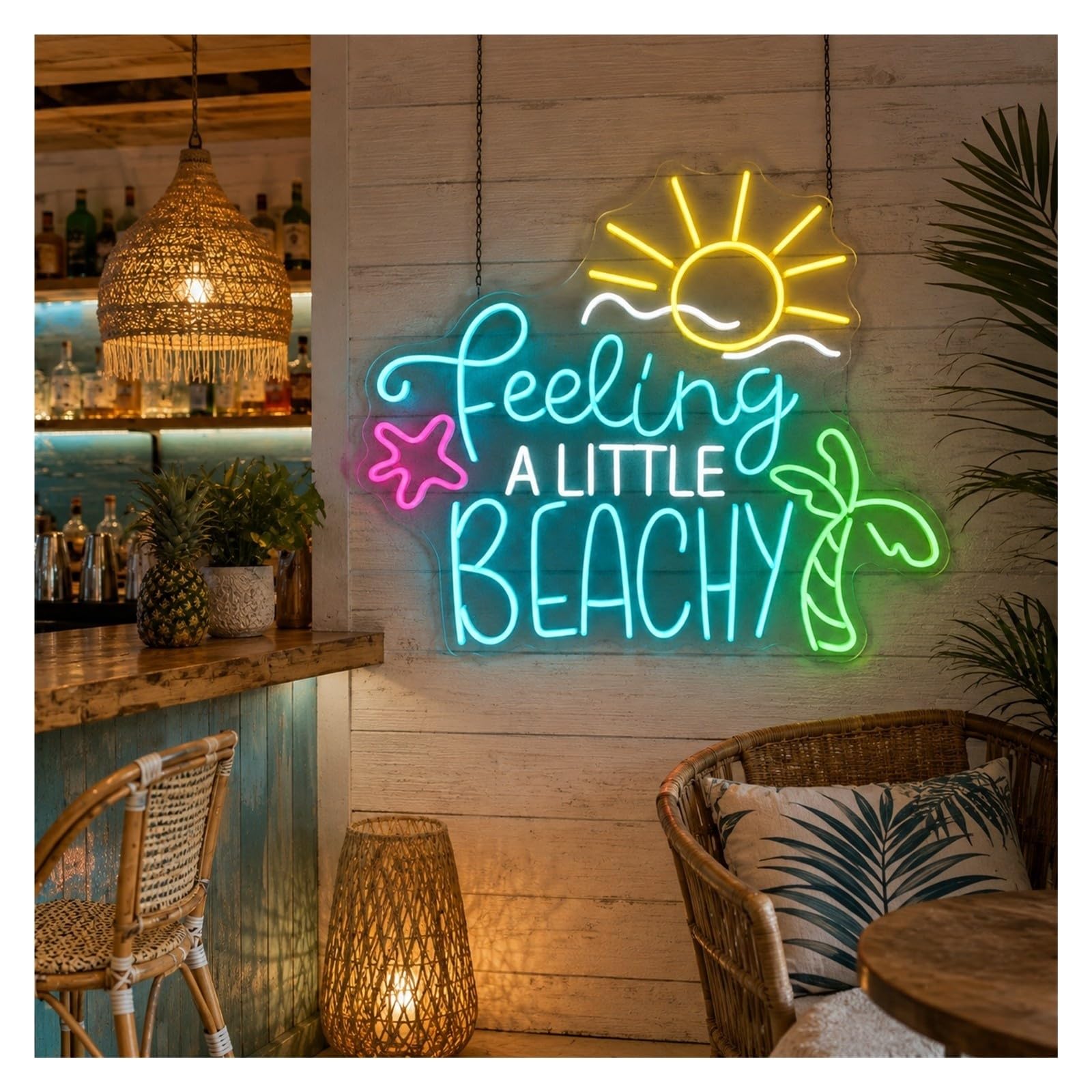 cartelli al neon personalizzati Insegna Al Neon"Feeling A Little Beachy"