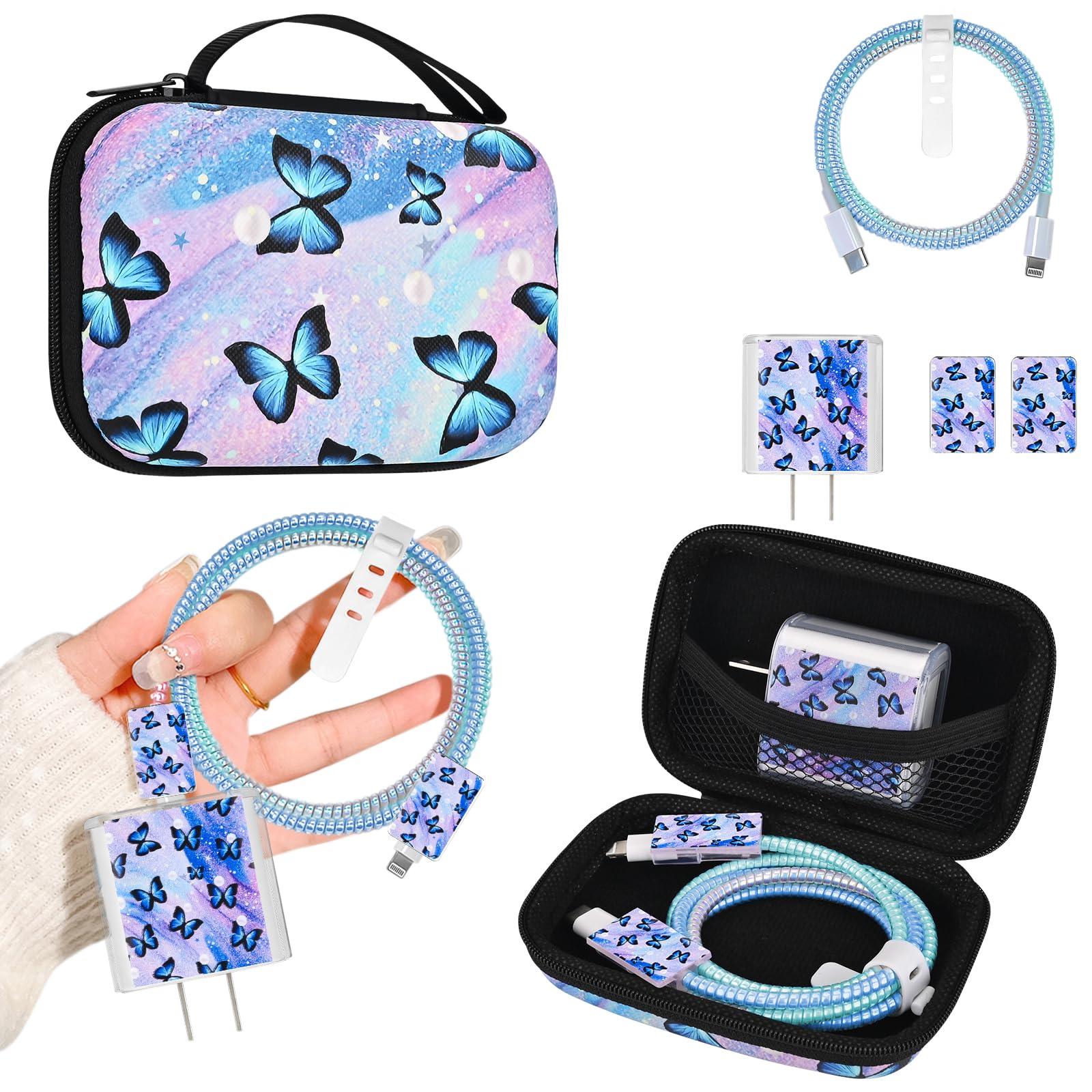 Evita cables rotos con este protector de cargador de mariposa y bolsa organizadora USB 8