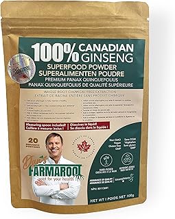 Dan’s FARMAROOT 100g 100% AAA Canadian Ginseng Powder | Organic White Ginseng Root, American Ginseng Extract Powder | Improves Cognitive Health, Physical Performance and Immune Health, 20 Portions