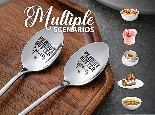 Miniatura 3 de 2 cucharas de mantequilla de maní, divertida cuchara de acero inoxidable grabada, el mejor regalo para los amantes de la mantequilla de maní para