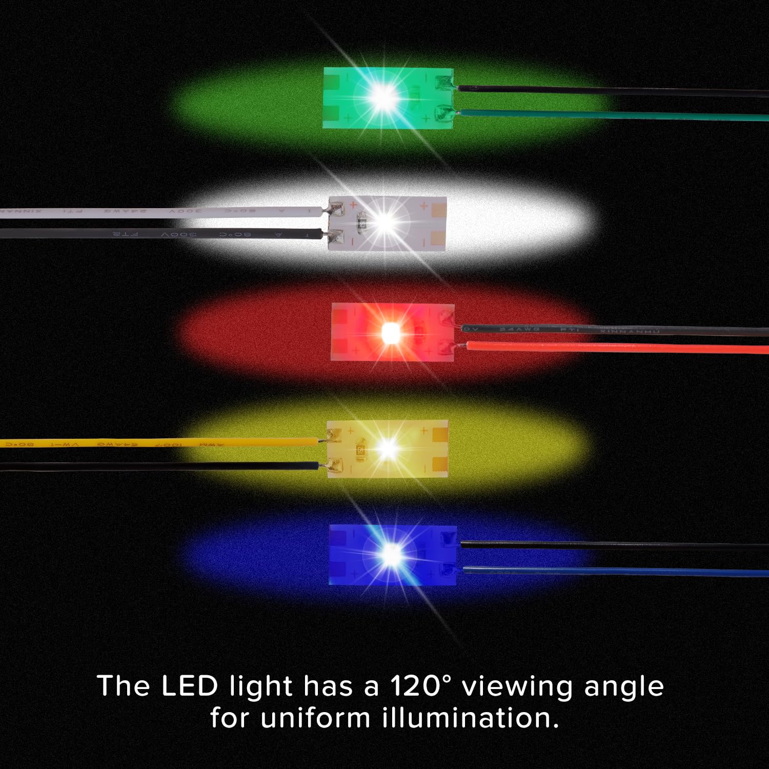 Lyeteung 15 PCS 17mm 12V - 18V Pre Wired Strip, 2835 SMD LED Model Railway LED Lighting, White/Red/Yellow/Blue/Green - Image 4