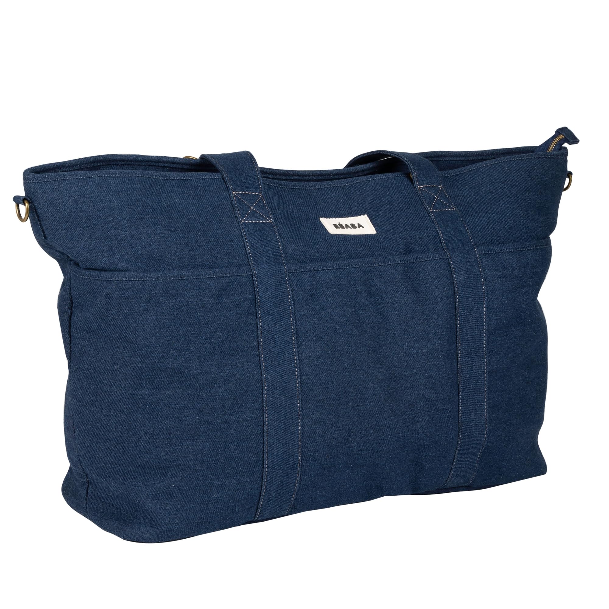 Béaba, Borsa Fasciatoio Madrid XXL - 44L, Tote Bag Grande Capacità, Borsa Fasciatoio Mamma Papà con 11 Tasche, Tasca Termica, Ganci Passeggino Integrati, Fasciatoio Imbottito, Denim