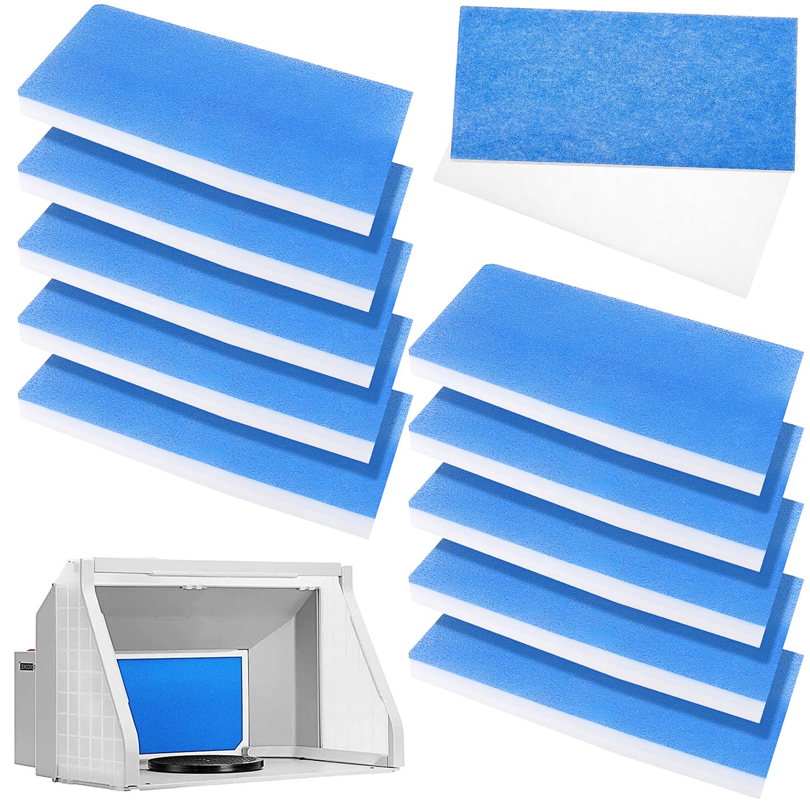 10 Pack Airbrush Spray Booth Filter Replacement Air Filter Airbrush Paint Booth Exhaust Filters Accessories Fits for Master, Paasche, Sky Enterprise, Airhobby(16" x 7" x 0.5")