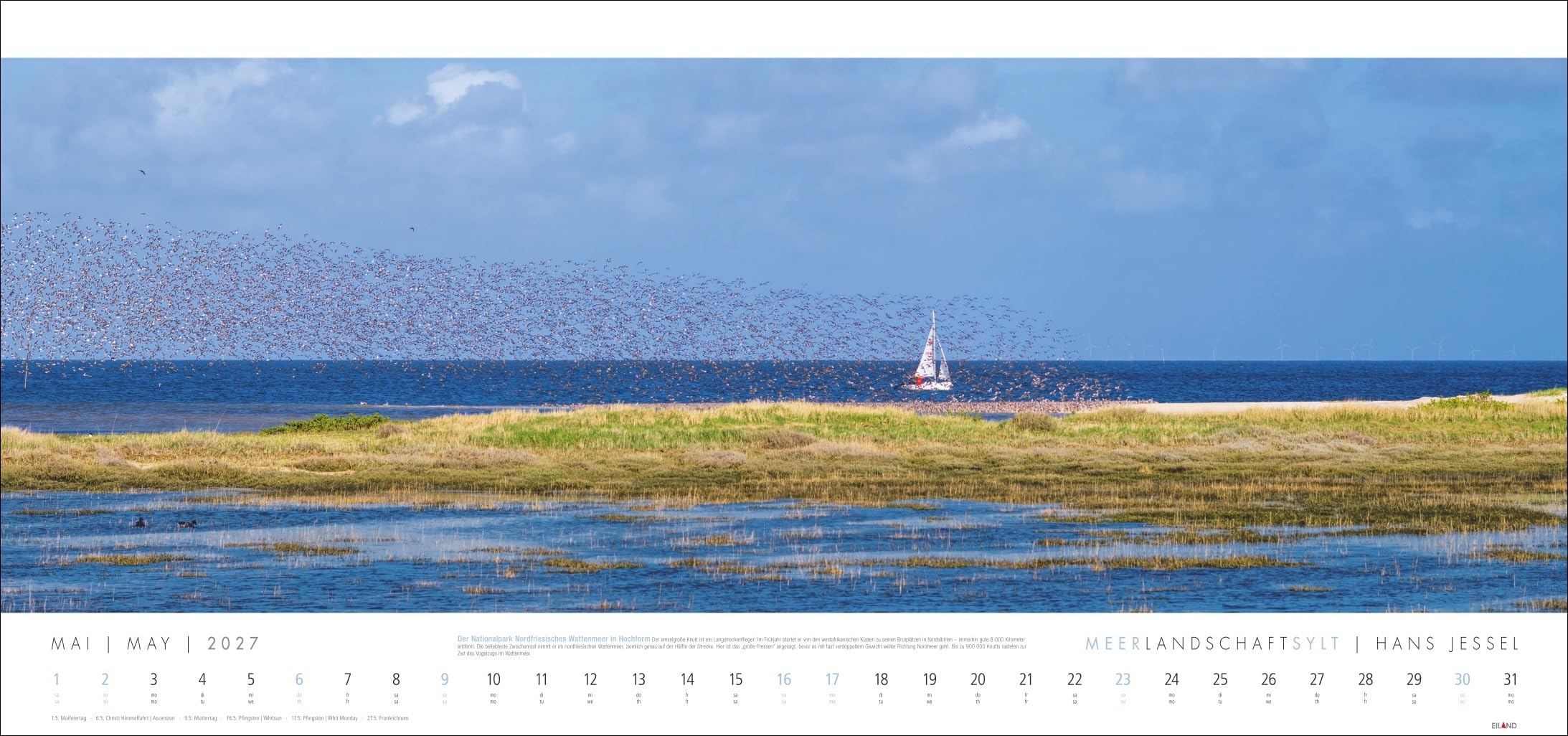 Meerlandschaft SYLT Kalender 2027 - Hans Jessel: Großer Panorama-Wandkalender mit Fotos des bekannten Künstlers Hans Jessel. Meereslandschaften eingefangen in einem XXL-Fotokalender.